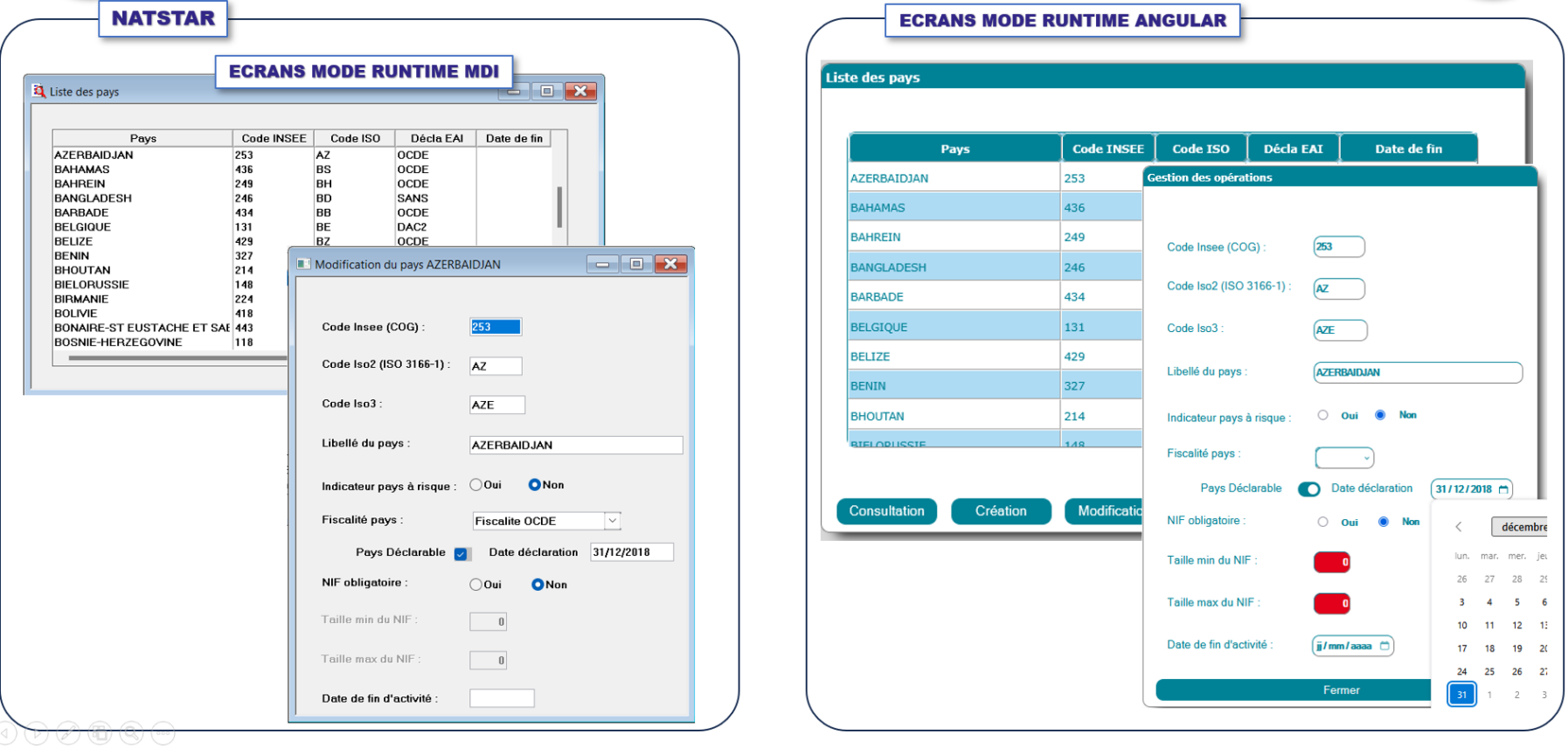 Transformation des Ecrans NatStar en Angular